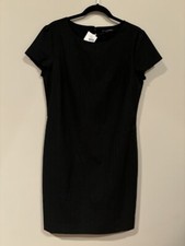 Banana Republic Dress Women's Size 10 Black Short Sleeve Round Neck Zip Up