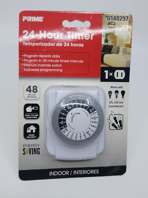 PRIME 24 Hour Timer Indoor Electrical Plug In #0148297 ENERGY SAVING  NEW