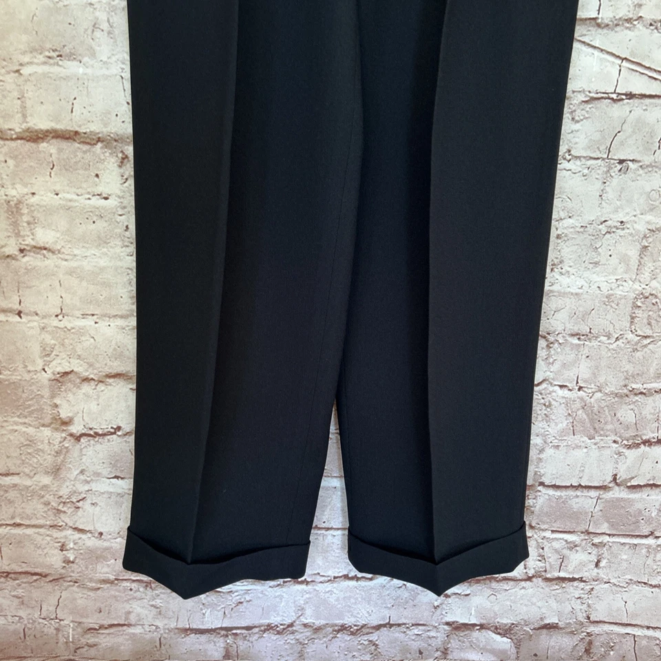Jones New York VTG Womens Black Trouser Pants High-Waisted Pleated Cuffed Size 4 - Image 3 of 4