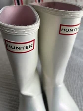 Hunter Wellington Original Play Tall Rain Boots Waterproof Pearlescent Size 7