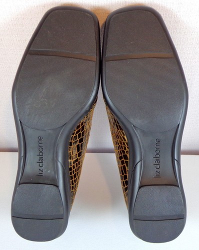 Liz Claiborne Loafers Womens Size 7.5 M Bronze Embossed Leather Slip On Shoes - Picture 11 of 12
