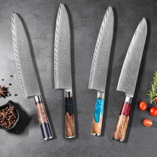 Extended Sharp Chefs Knife Stainless Steel Damascus 9.5" Butcher's Knife CutMeat