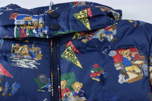 NWT Ralph Lauren Sz 5 Boys Navy Bear Duck Down Hood Zip Jacket Pony Pockets Logo - Picture 4 of 17