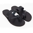 Men's Leather and Leather Flip Flops for the Sea Italy Black from No. 40 to 46
