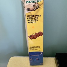 Vintage Nursery Rhyme Crib Mobile Hand Decorated Wood Lamb Dog Bunny Elephant