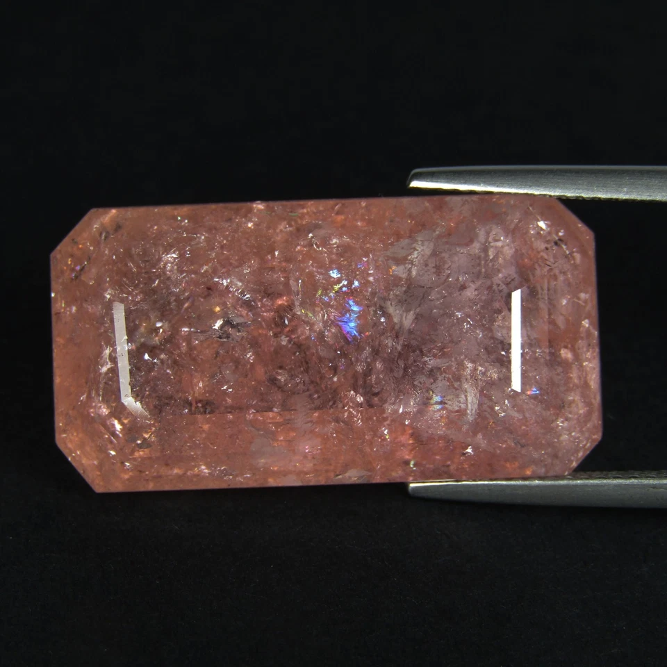 Piedra preciosa suelta Brasil corte esmeralda 27,8x14,5x11 mm morganita rosa natural 42,04 quilates Foto 3 de 3