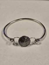 925 Sterling Silver Mayan Calender Aztec Zodiac Wheel Bangle Bracelet