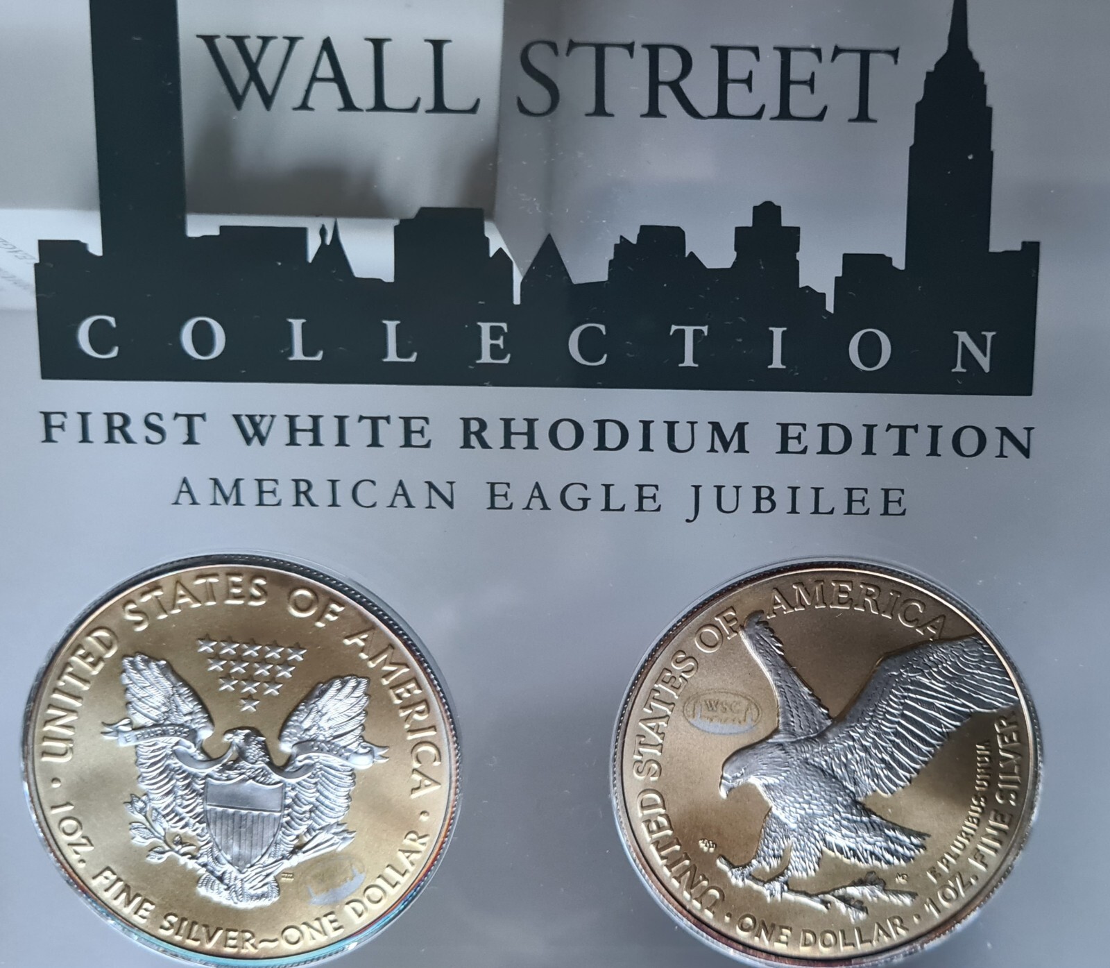 Wall Street Silver Collection 2021, 8 Münzen mit Weiß-Rhodium veredelt