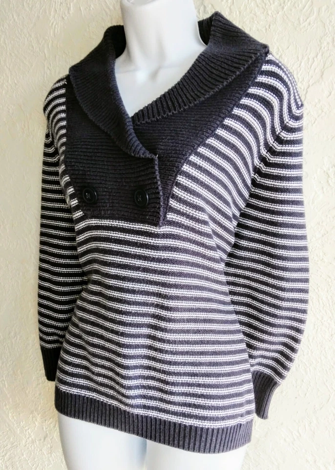 Suéter pulôver feminino IZOD colarinho azul e branco tamanho XL - Imagem 3 de 4