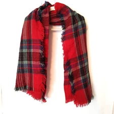 Plaid Blanket Scarf with Fringe Edge Super Soft Approx 56" x 54" Multi #19494