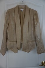 Chicos Gold Open Front Lightweight Jacket Size 1 M