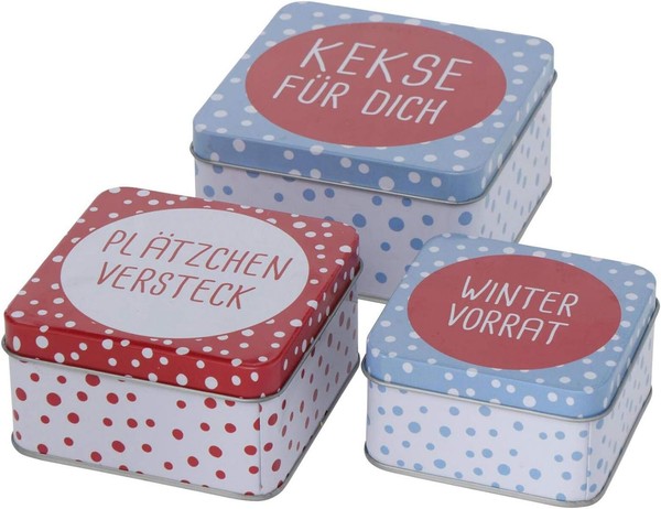 Casajame 3Er Set Metall Keksdose PläTzchendose Eckig Kekse FüR Dich V12-image