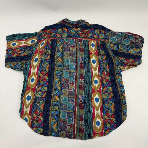 Vintage 90s Guess Georges Marciano Abstract Geometric Button Up Shirt Sz 3 Rayon - Picture 3 of 9