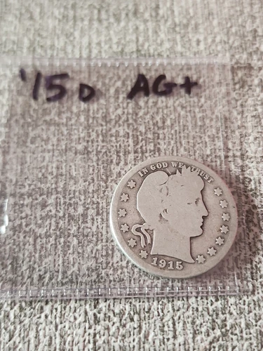 1915 D Barber Silver Quarter AG+