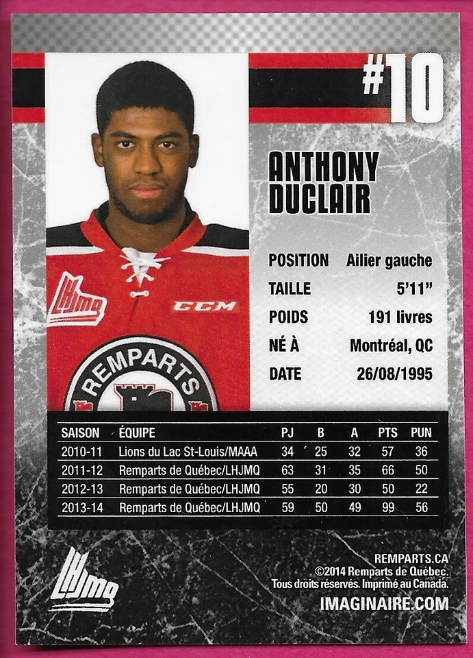 2014-15 Quebec Remparts Hockey Signed Cards ''You Pick / Choose from list'' - Image 2 of 2