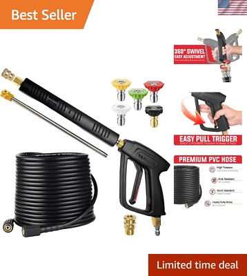 #ad Pressure Washer Gun and Hose Kit 50 FT Kink Resistant Power Washer Hose and ... $129.59