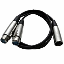 NEW 3' Splitter Patch Cable 1 XLR Male to 2 XLR Female