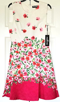 NEW Karl Lagerfeld Dress Sz 6 Sleeveless Pink White Posey Floral Back Zip Lined
