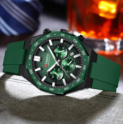 43MM CURREN Military Quartz Watch Men's Analog Silicone Waterproof Luminous NEW