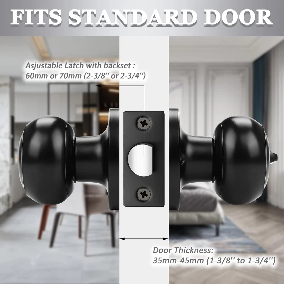 Round Privacy Door Knob(Thumb Turn Lock on The Inside),Keyless Door Knob - Image 4 of 4