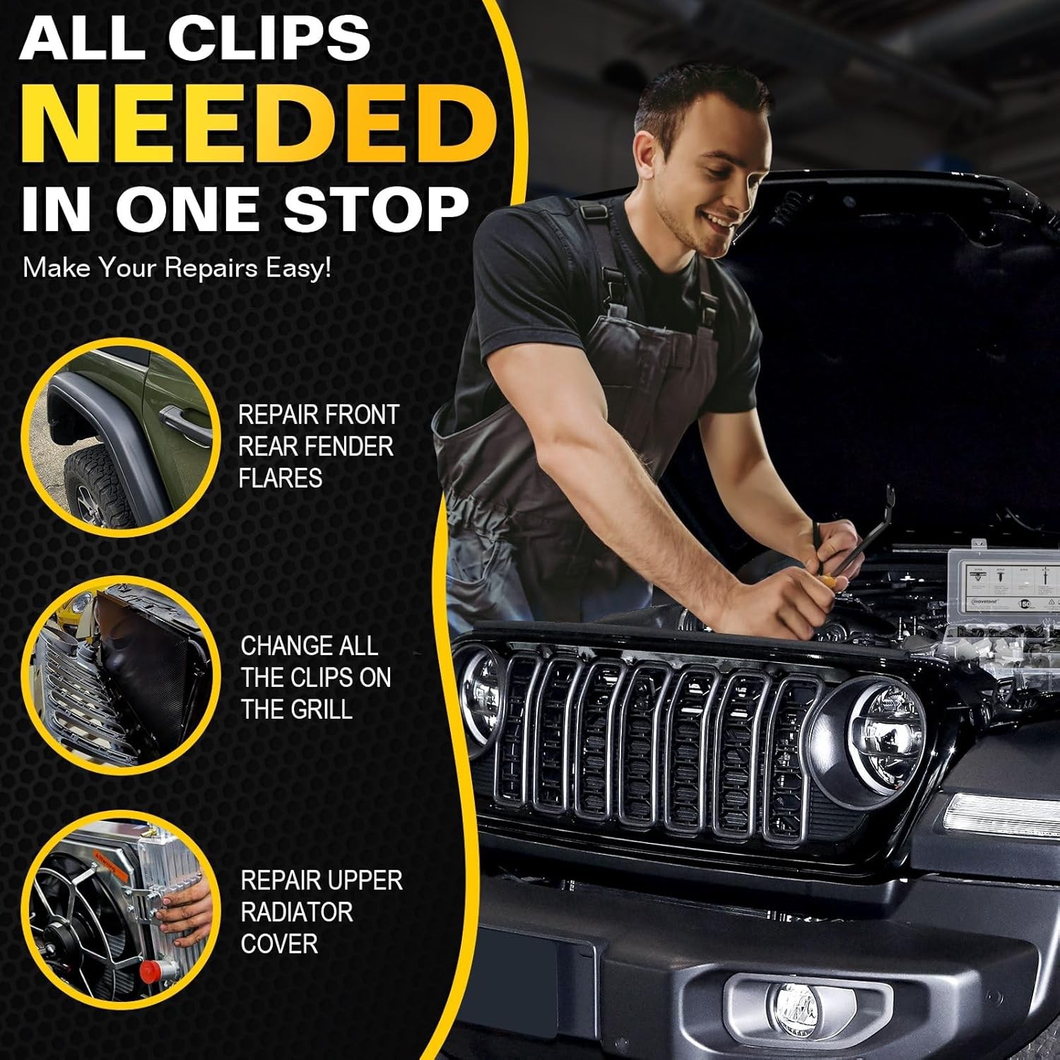 moveland Fender Flare Clips for Jeep Wrangler - 5 Size Fastener Retainer Clip...