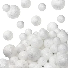 White Glittered Foam Balls - About 625 Glitter Vase Filler Decorative Balls -...