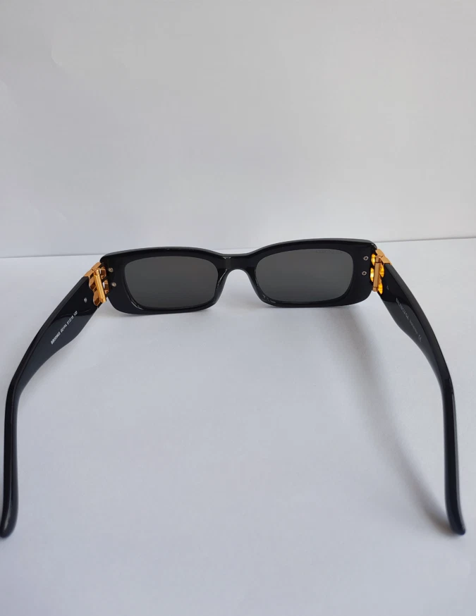 正品 Balenciaga BB0096S 灰色/黑色全边矩形男女通用太阳镜 — 第 3/4 张图片