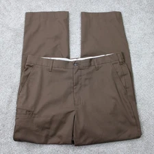 WearGuard UPS Work Pants Men 38x32 Brown Flat Front Utility Cargo Uniform Chinos
