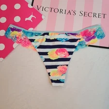 Rare Y2K VS PINK Extra Low Rise Lace Back Cotton Thong Panty Size M