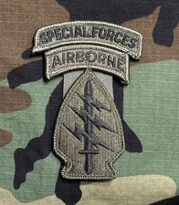 US Army Special Forces Command Patch/SF Tab w/ Hook BDU OD Green Subdued SFGA