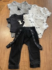 Carter s Boy 6M Bodysuit Short Sleeve Set Black White Dinosaur Baby Skater