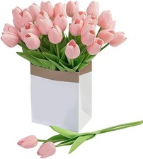 20PCS Tulips Artificial Flowers Faux Silk Tulip Stems Fake Flowers Bouquets for