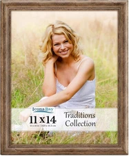 11X14 Chestnut Brown Picture Frame - Rustic Wood Pattern - Lightly Distressed Fr