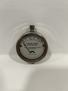 Vintage Indian Head Voltmeter E.O. Jackson Chicago 0-50V Electrical Meter 