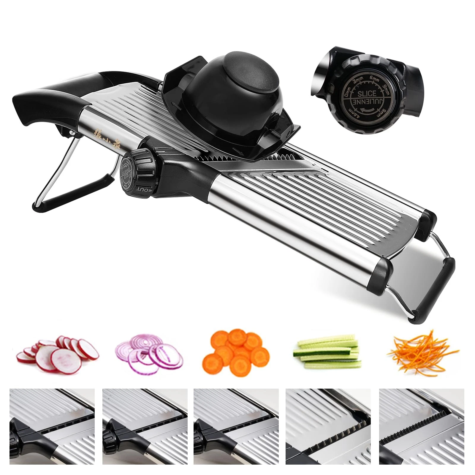 Adjustable Mandoline Slicer 5-in-1 Stainless Steel Vegetable Cutter with Ultr...