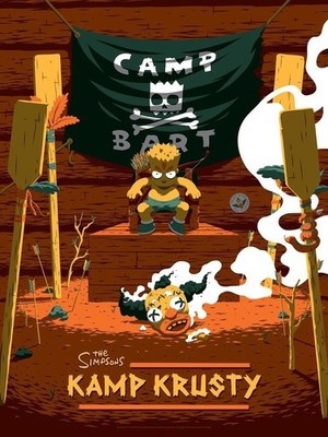 Kamp Krusty Poster   Retro Cartoon Camp Bart Art Print Inspired by The Simpsons