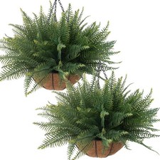 Fake Ferns Hanging Baskets,2PCS Artificial Hanging Plants Outdoor, 2 Hanging ...