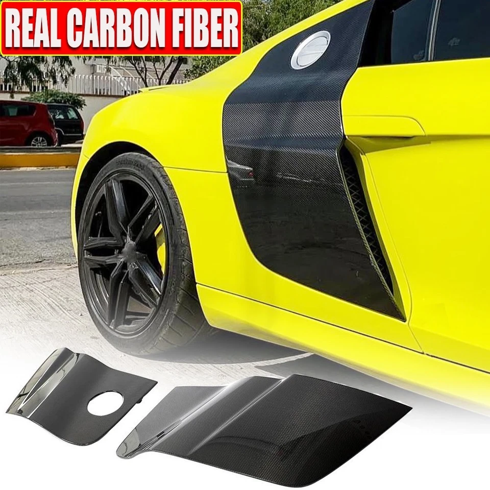 Guardabarros de puerta lateral de carbono real para Audi R8 V8 V10 cupé 2008-15 paneles embellecedor de hoja Foto 2 de 4