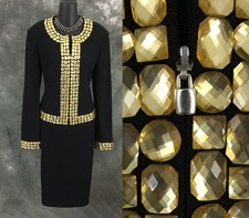 BEAUTIFUL St John knit jacket black multi embellished evening suit blazer 8