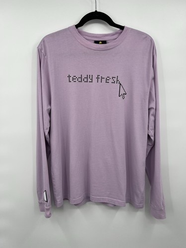 Teddy Fresh Uh Oh Currently Unavailable To Care Long Sleeve Lilac Tee sz M EUC