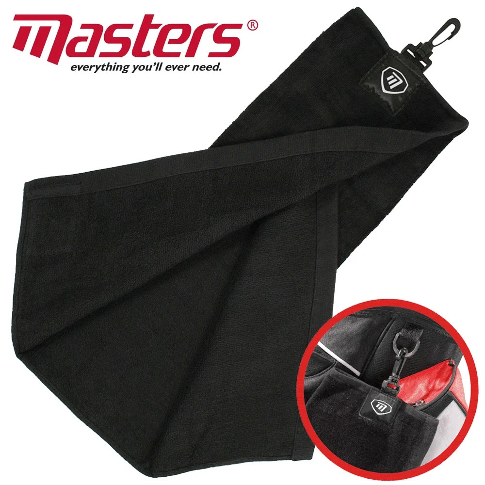 MASTERS TRIFOLD DELUXE VELOUR GOLF TOWEL + GOLF BAG CLIP & GROOVE CLEANING PATCH