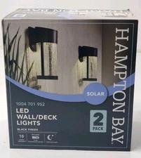 Hampton Bay Solar LED Wall/Deck Lights 1004 701 952 Black Finish 2-Pack
