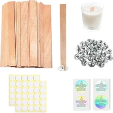 Candle Wicks Wooden 200 Pcs Thickened Crackling Smokeless 50 Sets