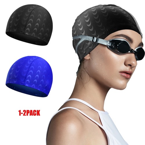 Nylon Fabric Swimming Cap Long Hair Swim Pool Hat Adult Men & Women