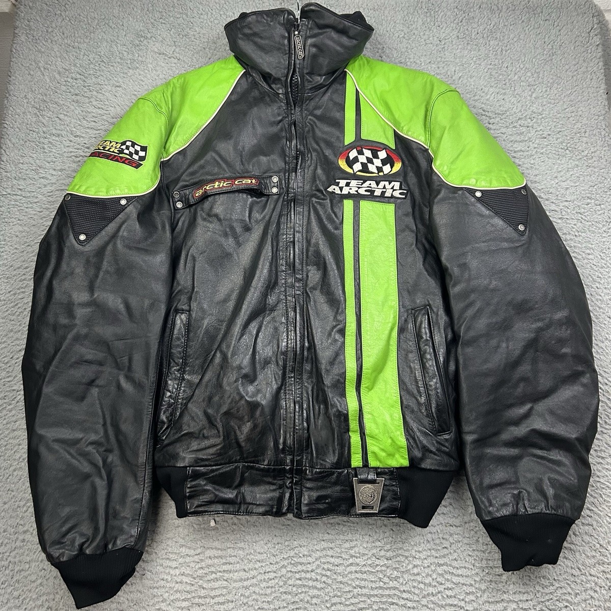 ジャケット・アウター ARCTICWEAR used leather racing jacket VINTAGE Arcticwear Arctic Cat Leather Snowmobile Racing Jacket Zip