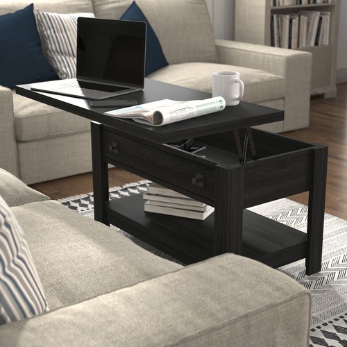 Rectangle Lift Top Coffee Table, Black - Picture 2 of 21