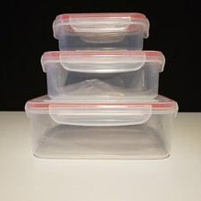 3 Piece Snapware SMALL Plastic Food Container With Lids 2250ML,1200ML,500ML