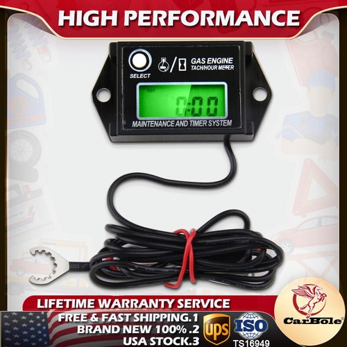 Digital Tachometer Hour Meter Tiny Tach For Small Engine Motor Black