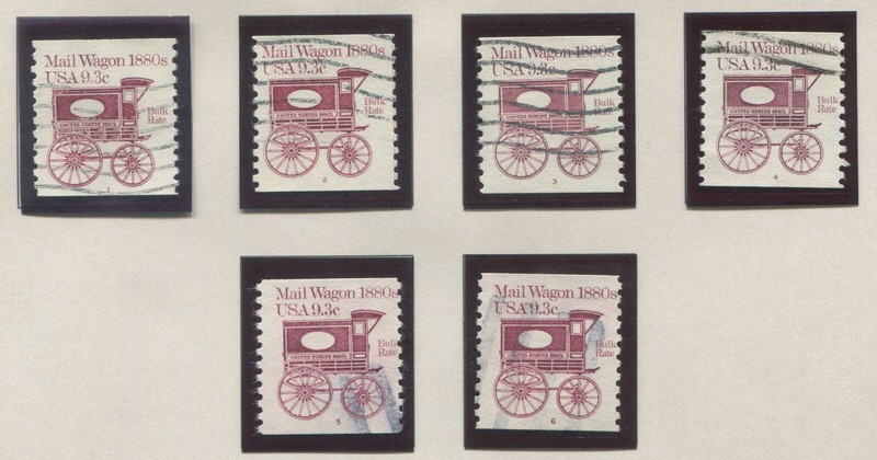 Scott 1903 - 9.3c Mail Wagon- Used PS1 - Pl No. 1-6 Complete - Off Paper