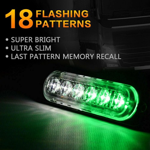4x 6-LED White Green Car Recovery Flashing Grille Beacon Warning Strobe Lights - Picture 4 of 10